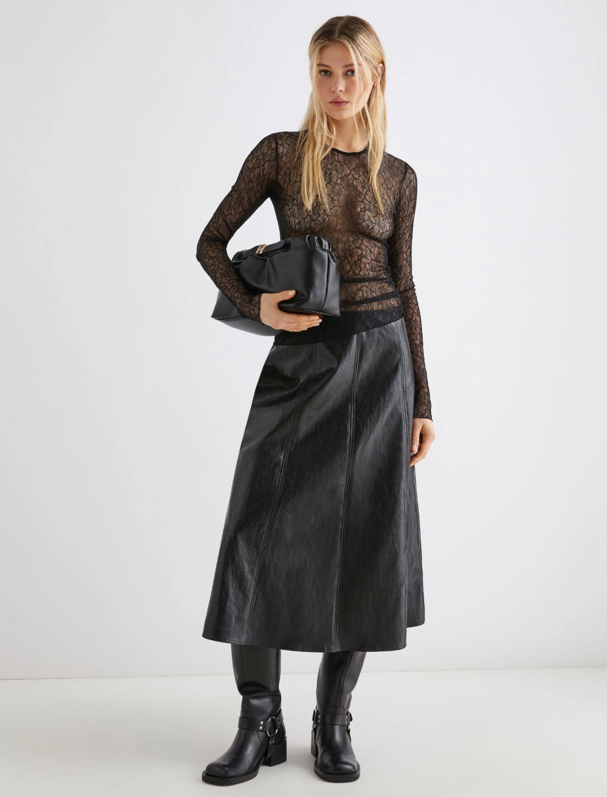 Marella stretch lace top Ebano