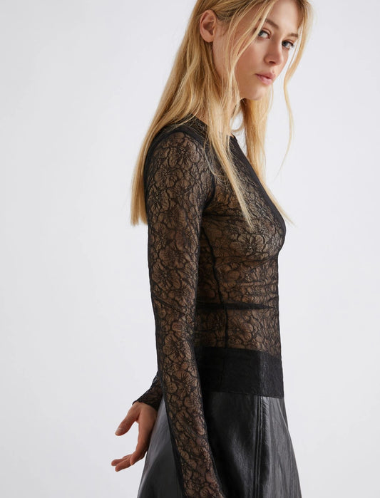 Marella stretch lace top Ebano