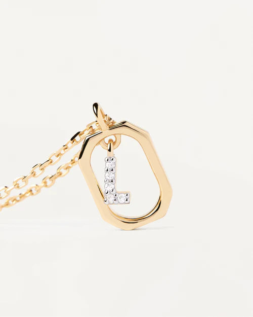PDPaola Mini gold Letter L necklace CO02-523