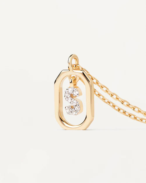 PDPaola Mini gold S letter necklace CO02-530