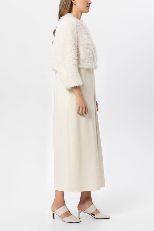 Luisa Cerano Eggshell Short Faux Fur Jacket