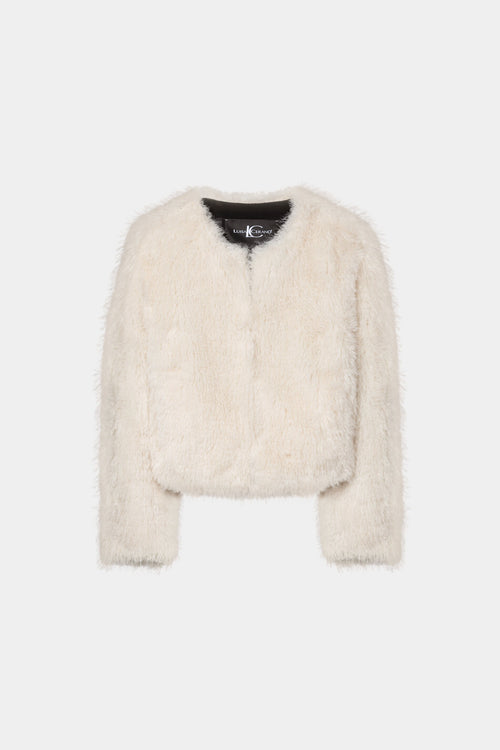 Luisa Cerano Eggshell Short Faux Fur Jacket