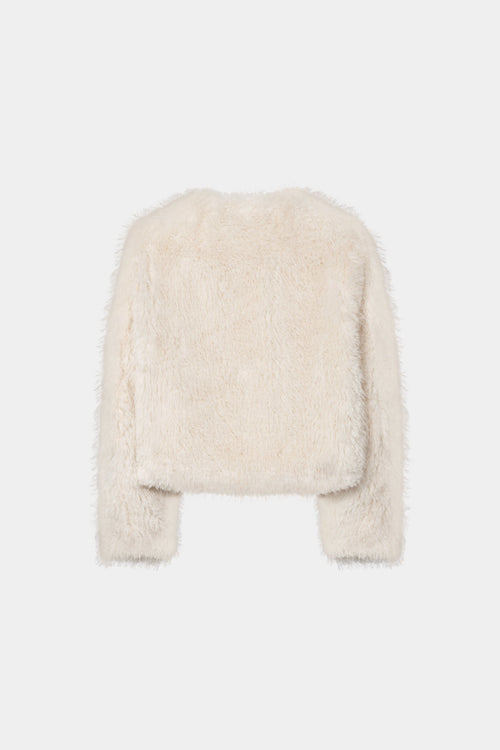 Luisa Cerano Eggshell Short Faux Fur Jacket