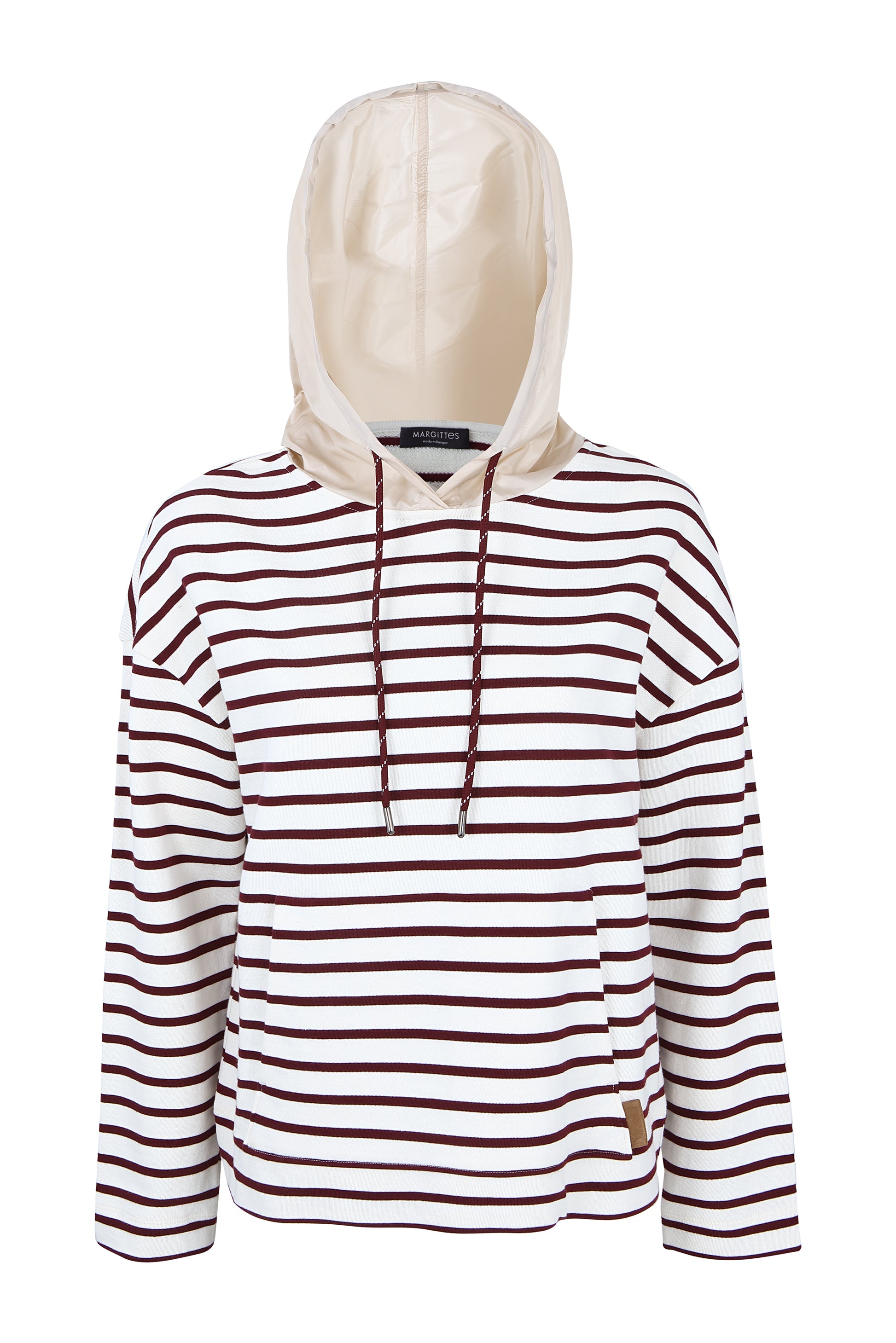 Margittes Mocha & Cream Striped Hooded Sweatshirt