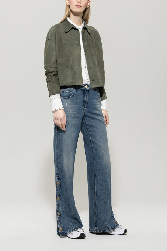 Luisa Cerano suede shirt jacket khaki 428013