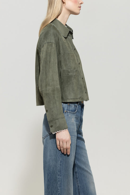 Luisa Cerano suede shirt jacket khaki 428013