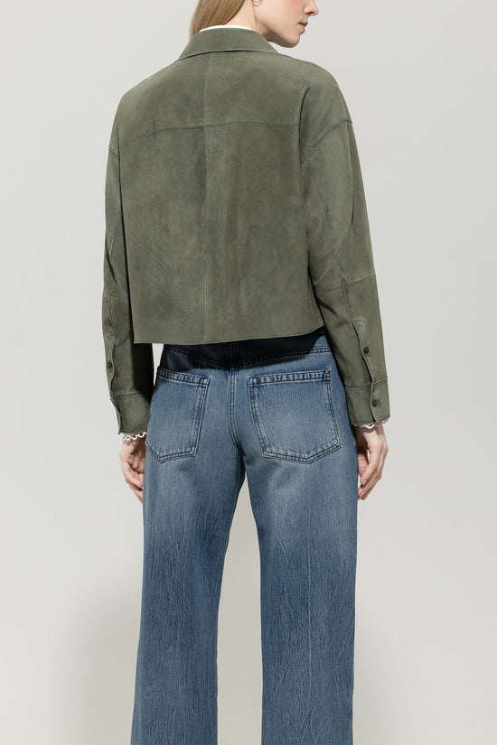 Luisa Cerano suede shirt jacket khaki 428013