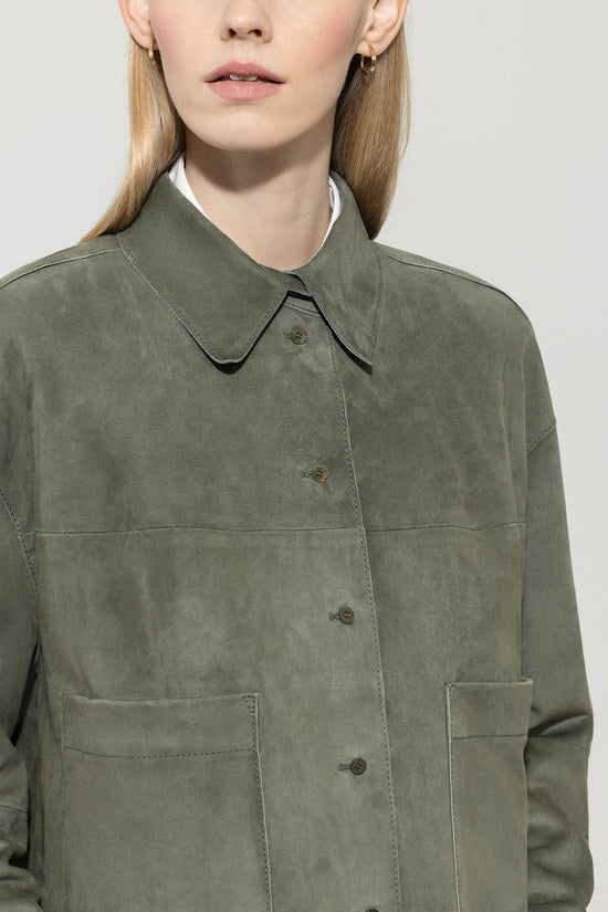 Luisa Cerano suede shirt jacket khaki 428013