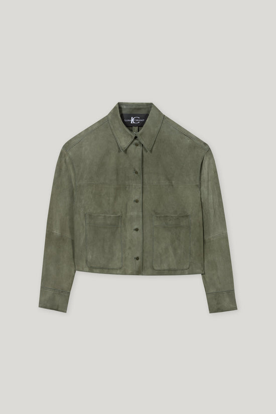 Luisa Cerano suede shirt jacket khaki 428013