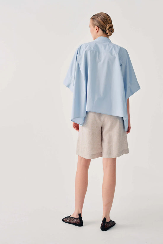 Beatrice b Light Blue Relaxed Fit Shirt with Wavy Decorative Beading 