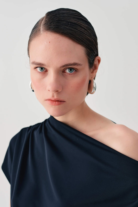 Beatrice B Black Off Shoulder Top with Gathered Details 26FE4362