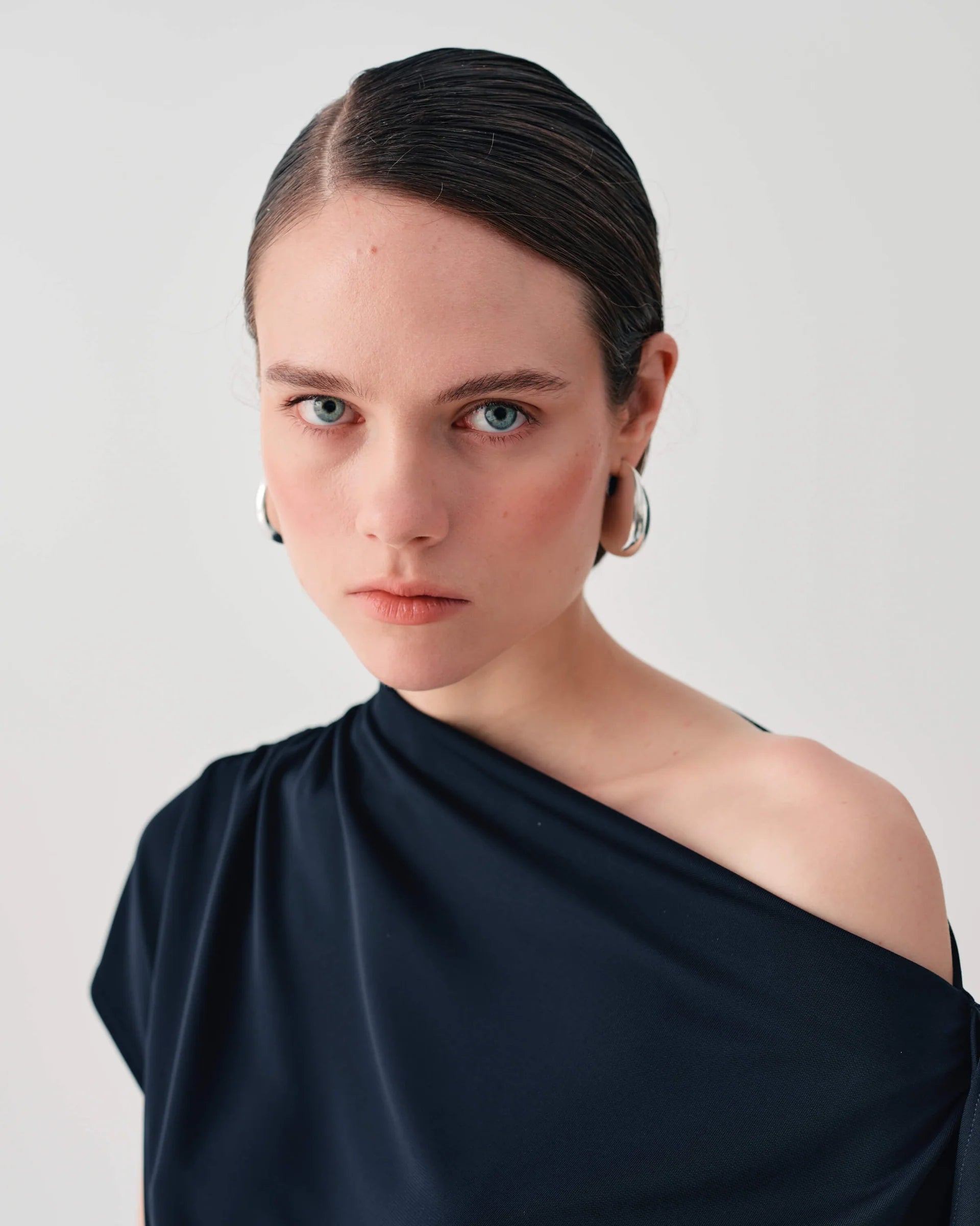 Beatrice B Black Off Shoulder Top with Gathered Details 26FE4362