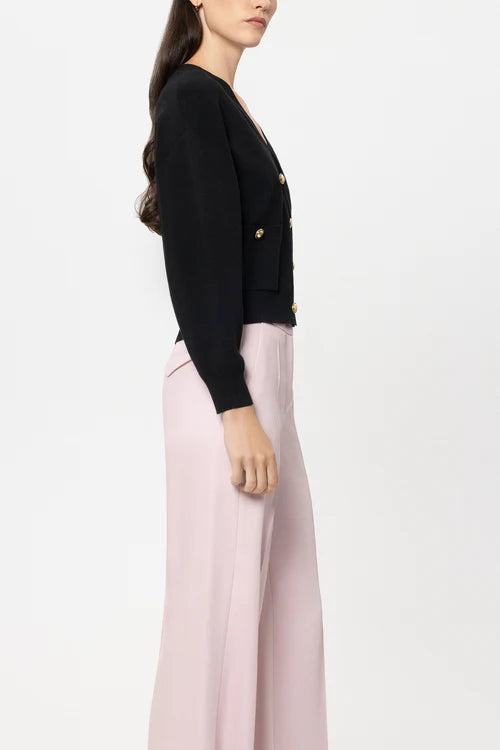 Luisa Cerano Black Fine Knit V-Neck Cardigan 438038