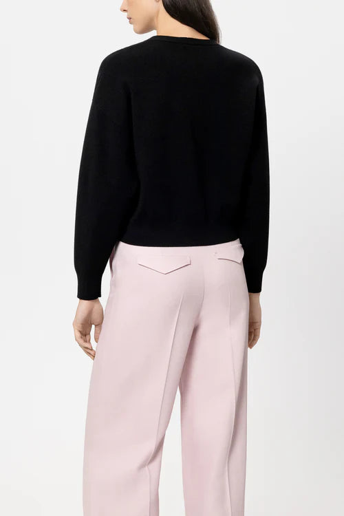 Luisa Cerano Black Fine Knit V-Neck Cardigan 438038