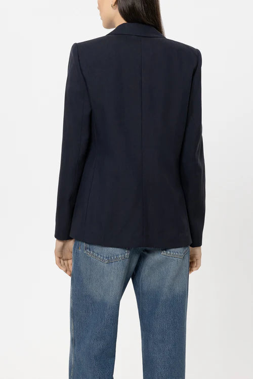 Luisa Cerano Navy Double Breasted Gaberdine Blazer 438054