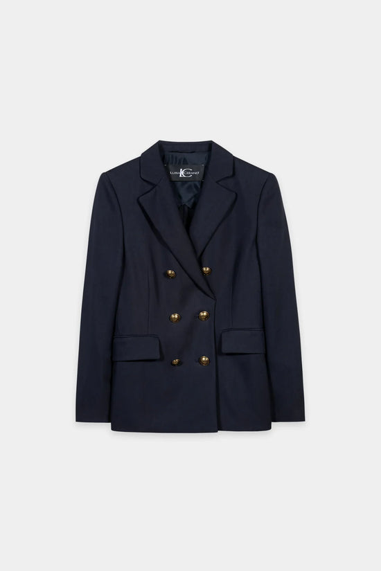 Luisa Cerano Navy Double Breasted Gaberdine Blazer 438054