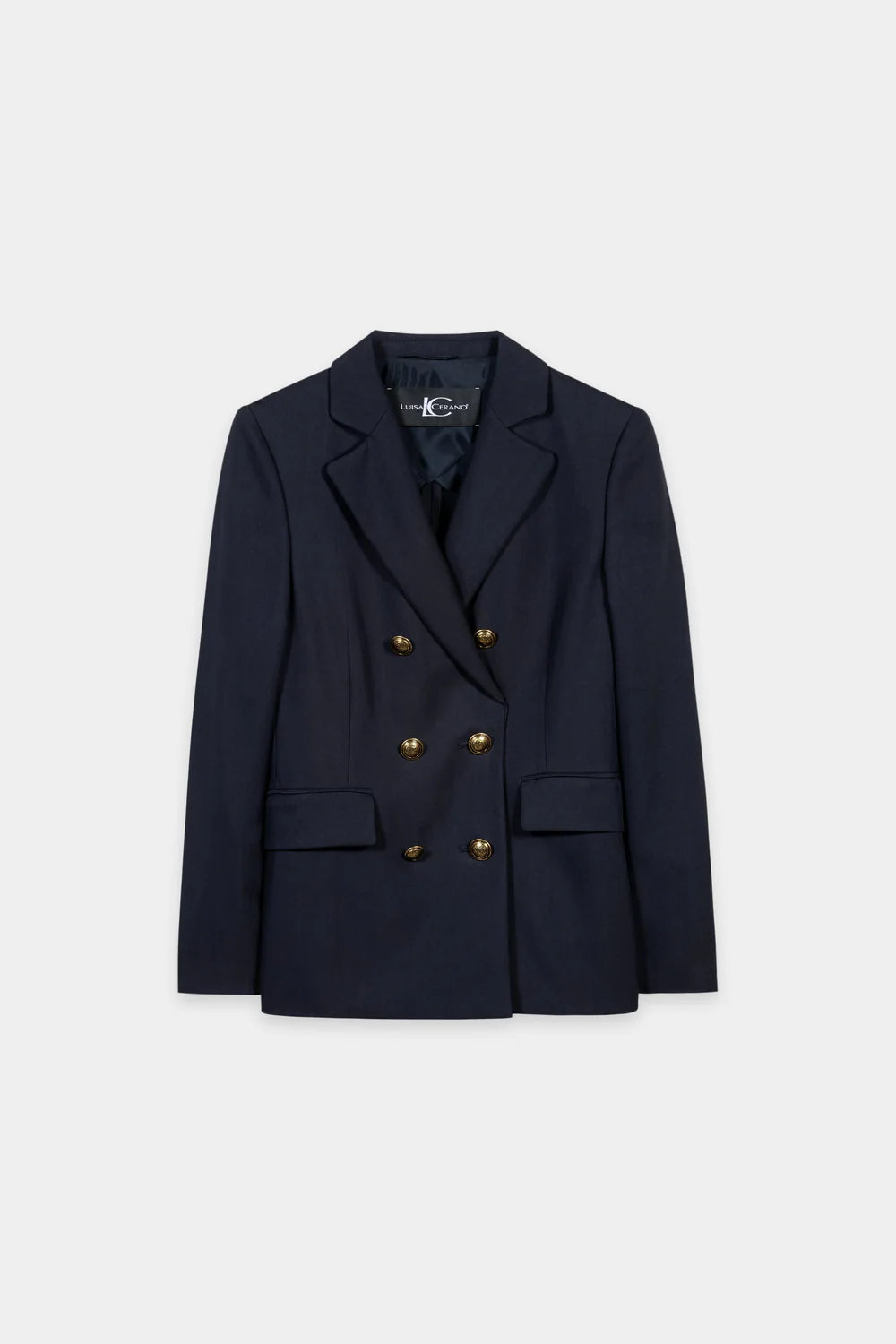 Luisa Cerano Navy Double Breasted Gaberdine Blazer 438054