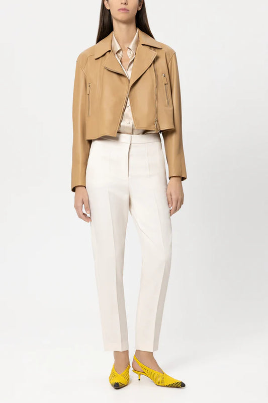 Luisa Cerano Golden Camel Lamb Nappa Leather Jacket 438055