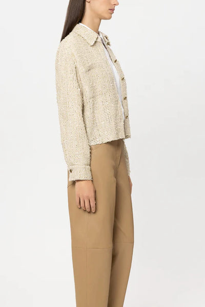 Luisa Cerano Cream Tweed Shirt Jacket 438057