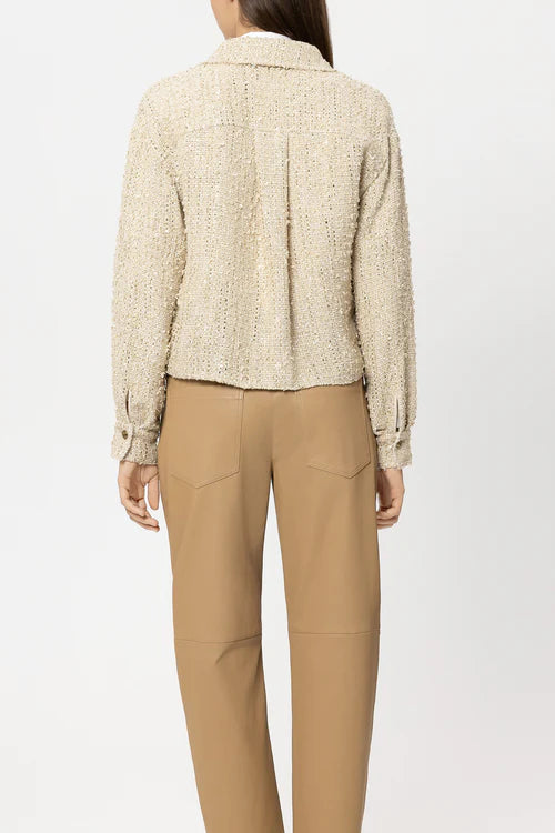 Luisa Cerano Cream Tweed Shirt Jacket 438057