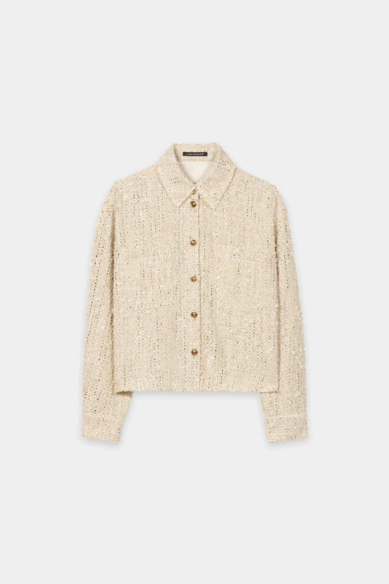Luisa Cerano Cream Tweed Shirt Jacket 438057