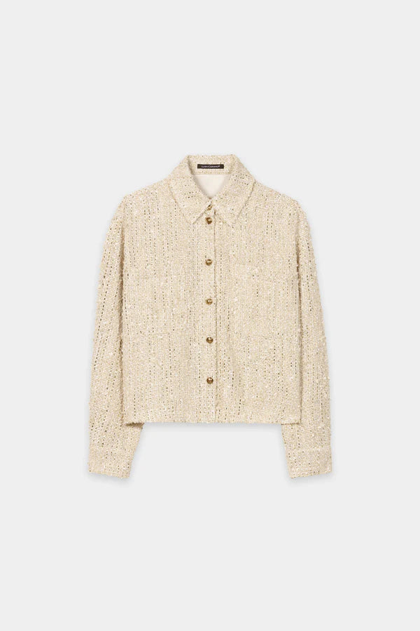 Luisa Cerano Cream Tweed Shirt Jacket 438057