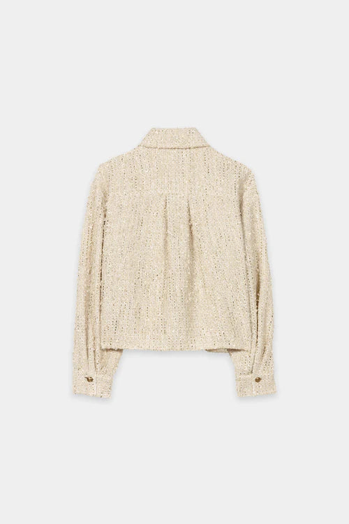 Luisa Cerano Cream Tweed Shirt Jacket 438057