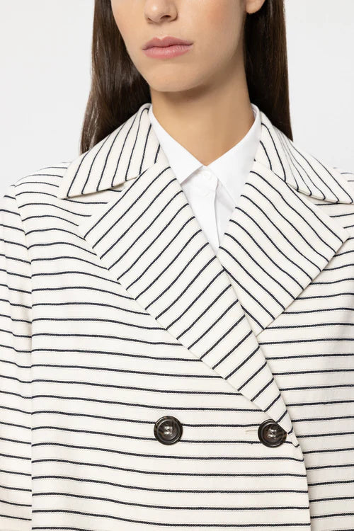 Luisa Cerano Striped Double Breasted Caban Jacket 438060