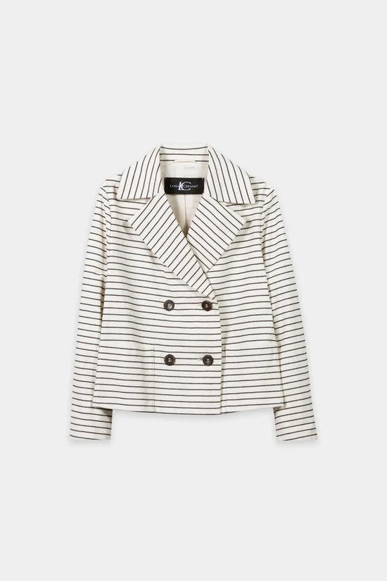 Luisa Cerano Striped Double Breasted Caban Jacket 438060