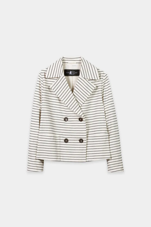 Luisa Cerano Striped Double Breasted Caban Jacket 438060