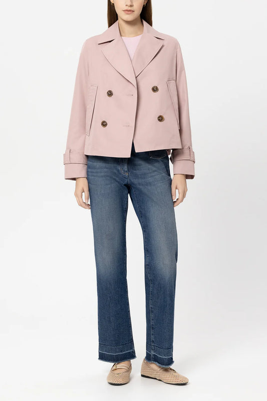 Luisa Cerano Pink Short Gaberdine Trench Coat 438536