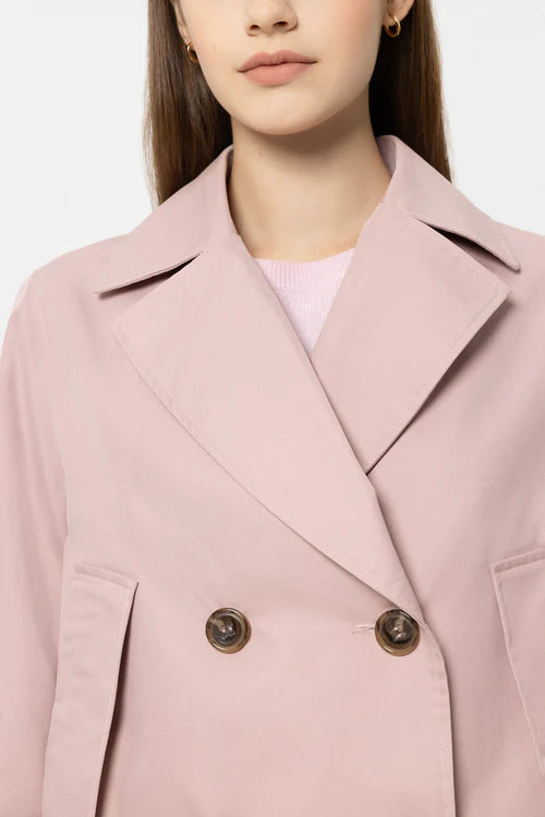 Luisa Cerano Pink Short Gaberdine Trench Coat 438536