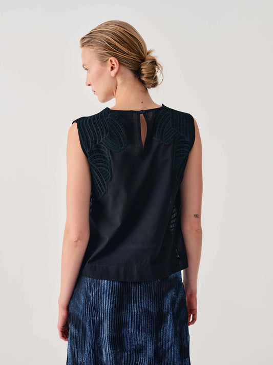 Beatrice b Black Sleeveless Embroidered Top 26FE4387