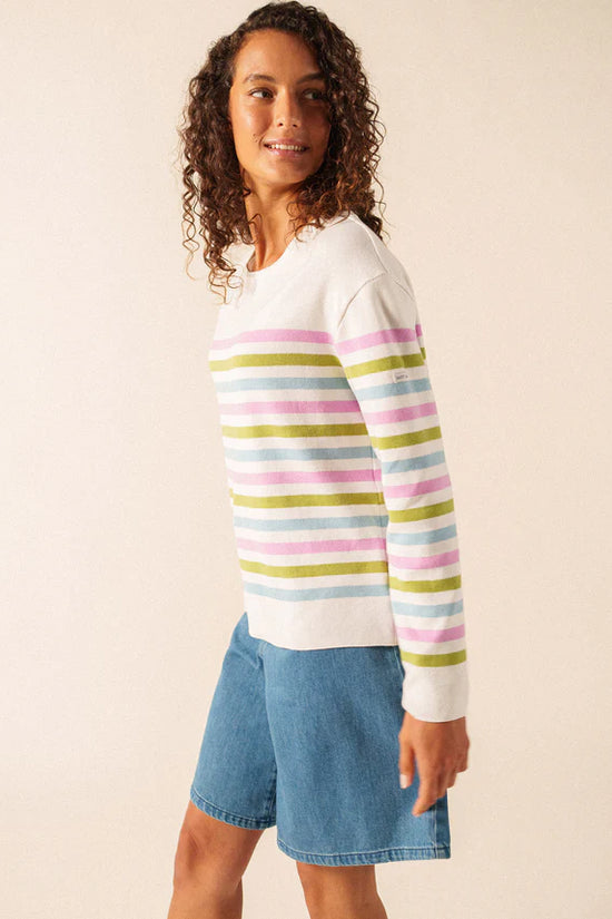 Saint James Multi-Coloured Strip Crew Neck Long Sleeve Cotton Sweater
