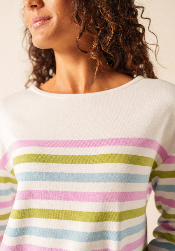 Saint James Multi-Coloured Strip Crew Neck Long Sleeve Cotton Sweater