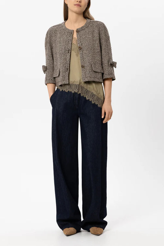 Luisa Cerano Herringbone Collarless Jacket