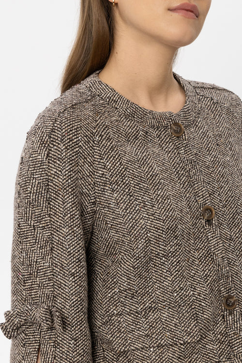 Luisa Cerano Herringbone Collarless Jacket