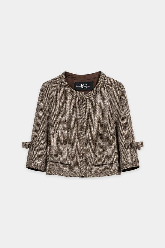 Luisa Cerano Herringbone Collarless Jacket
