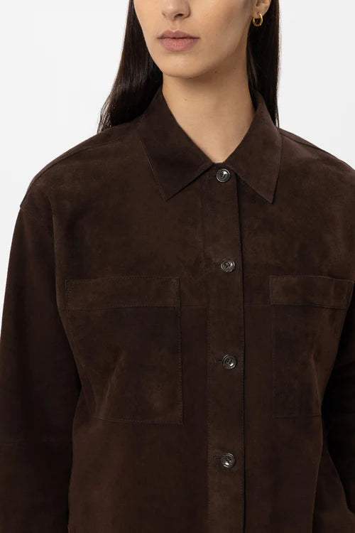 Luisa Cerano Chestnut Suede Shirt Jacket 448119