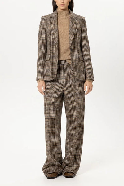Luisa Cerano Brown Check Single-Button Jacket 448125