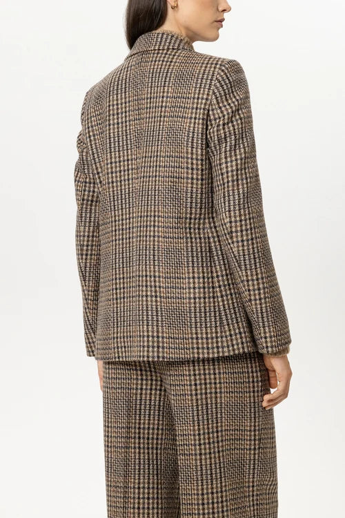Luisa Cerano Brown Check Single-Button Jacket