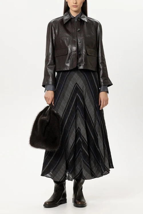 Luisa Cerano Truffle Lamb Nappa Leather Jacket
