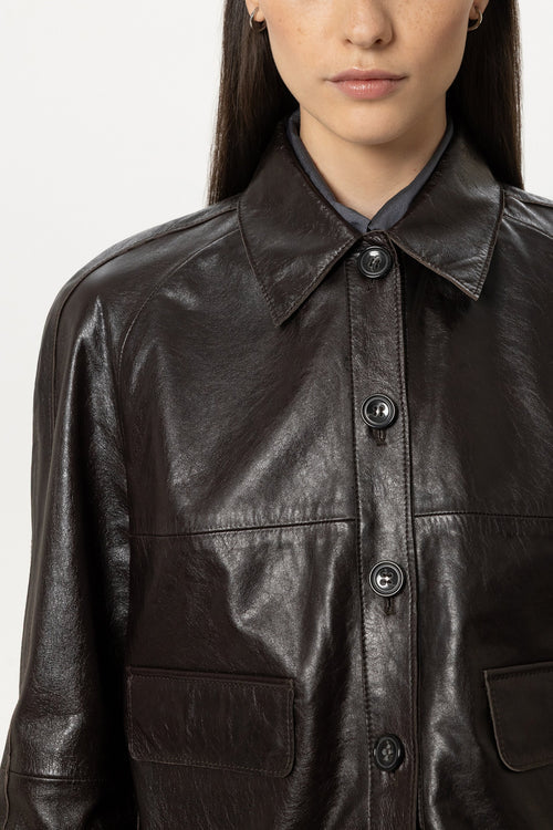 Luisa Cerano Truffle Lamb Nappa Leather Jacket
