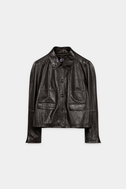 Luisa Cerano Truffle Lamb Nappa Leather Jacket