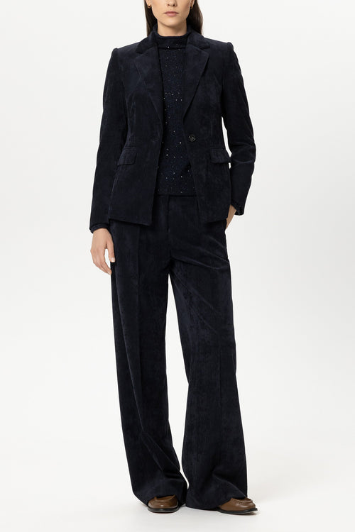 Luisa Cerano Navy Single-Button Corduroy Jacket