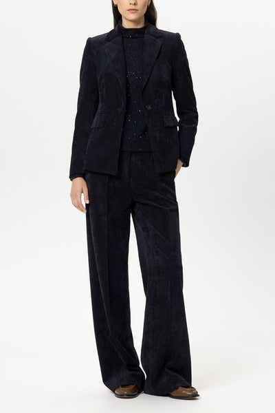 Luisa Cerano Navy Single-Button Corduroy Jacket 448131