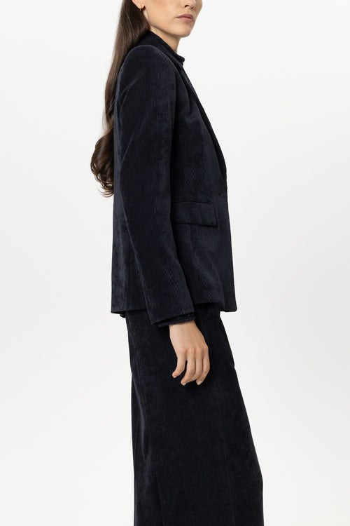 Luisa Cerano Navy Single-Button Corduroy Jacket