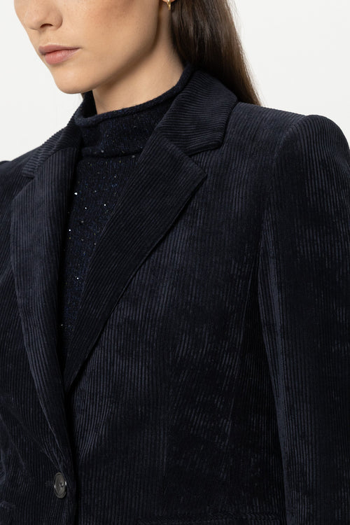 Luisa Cerano Navy Single-Button Corduroy Jacket