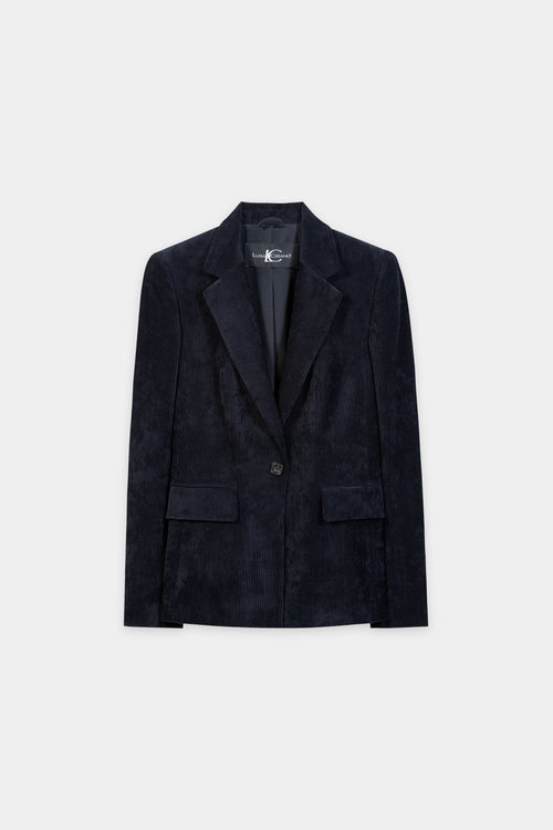 Luisa Cerano Navy Single-Button Corduroy Jacket