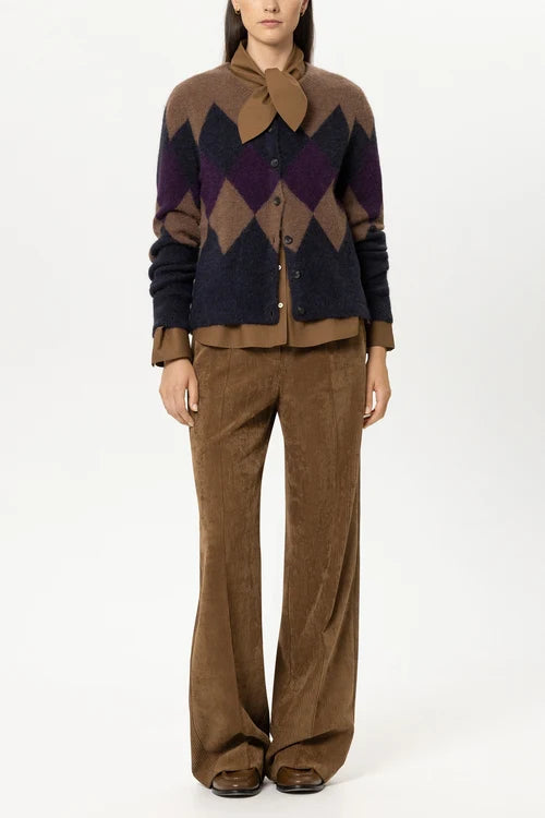 Luisa Cerano Multi Check Patterned Alpaca Blend Cardigan
